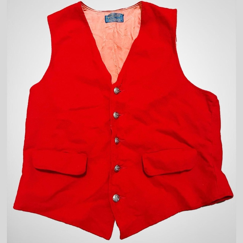1940s Wool Red Pendleton Vest
